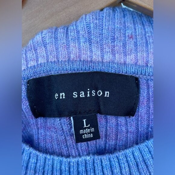 En Saison Puff Sleeve Sweater in purple size large - Picture 3 of 4